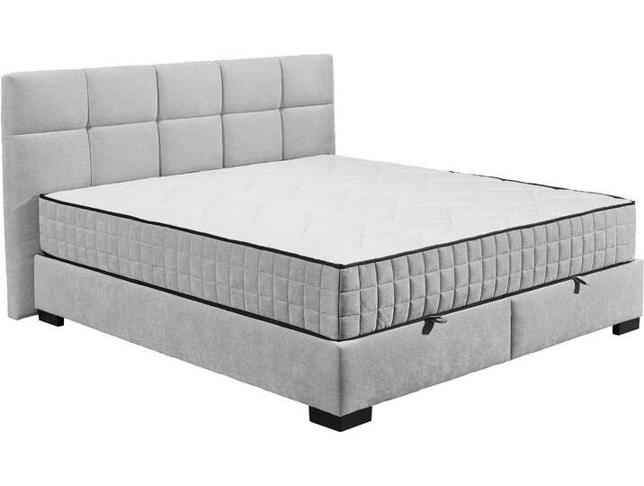 Boxbett ED EXCITING DESIGN Nagol , grau (hellgrau), B:185cm L:214cm, 100% Polyester, Komplettbetten, mit Bettkasten, mit Wendematratze, erhältlich in verschiedenen Breiten von BAUR