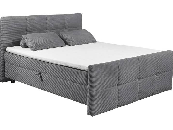 Boxbett ED EXCITING DESIGN Tijuana , grau (dunkelgrau), B:182cm L:225cm, 92% Polyester, 8% Nylon, Komplettbetten, Boxspringbett, inkl. zwei Bettkästen von BAUR