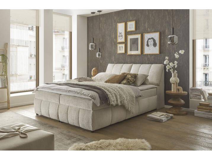 Boxbett ED EXCITING DESIGN Valencia , weiß, B:163cm L:240cm, 100% Polyester, Komplettbetten, Boxspringbett, inkl. Bettkasten und Stauraum im Kopfteil von BAUR