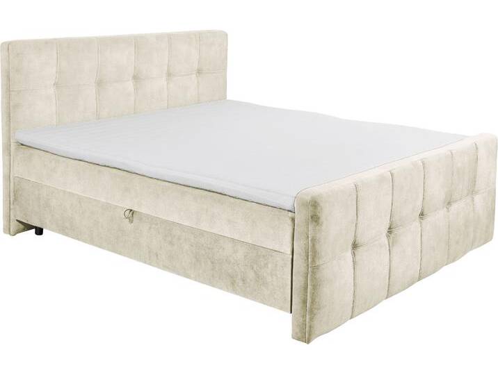 Boxbett ED EXCITING DESIGN Valetta , beige (creme), B:185cm L:224cm, 100% Polyester, Komplettbetten, Boxspringbett, mit Bettkasten, inkl. Topper von BAUR