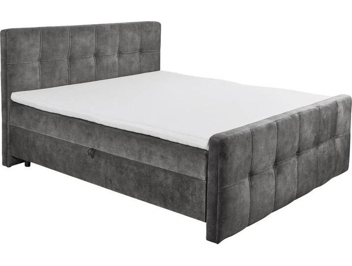 Boxbett ED EXCITING DESIGN Valetta , grau (anthrazit), B:185cm L:224cm, 100% Polyester, Komplettbetten, Boxspringbett, mit Bettkasten, inkl. Topper von BAUR