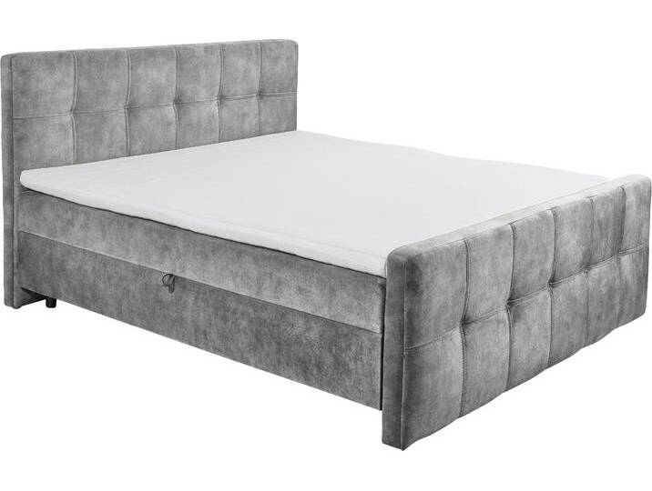 Boxbett ED EXCITING DESIGN Valetta , grau (hellgrau), B:185cm L:224cm, 100% Polyester, Komplettbetten, Boxspringbett, mit Bettkasten, inkl. Topper von BAUR