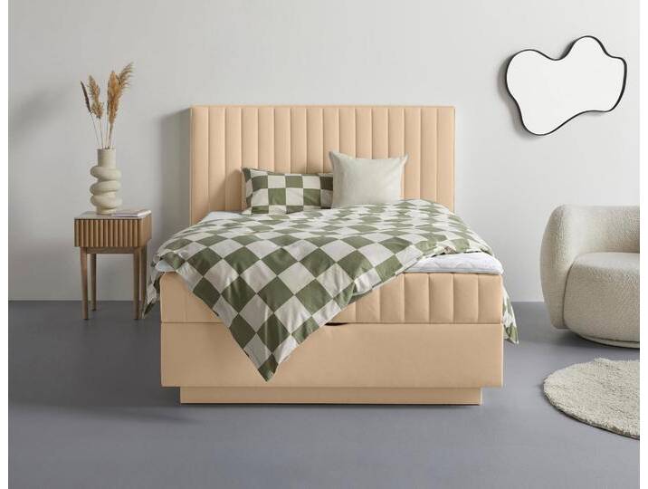 Boxbett HOMSY BY ANA JOHNSON Moonio inkl. Bettkasten , beige, B:167cm L:214cm, Komplettbetten, erhältlich in verschiedenen Breiten und Härtegraden von BAUR
