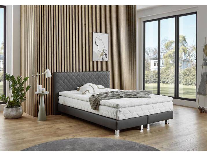 Boxbett Kyoto , grau (anthrazit), B:155cm L:210cm, WESTFALIA SCHLAFKOMFORT, Komplettbetten, Kunstleder,Bonnell-,Kaltschaum-&Taschenferderkern wählbar in H2,H3,H4 von BAUR