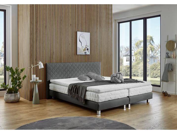 Boxbett Kyoto , grau (anthrazit), B:195cm L:210cm, WESTFALIA SCHLAFKOMFORT, Komplettbetten, Kunstleder,Bonnell-,Kaltschaum-&Taschenferderkern wählbar in H2,H3,H4 von BAUR