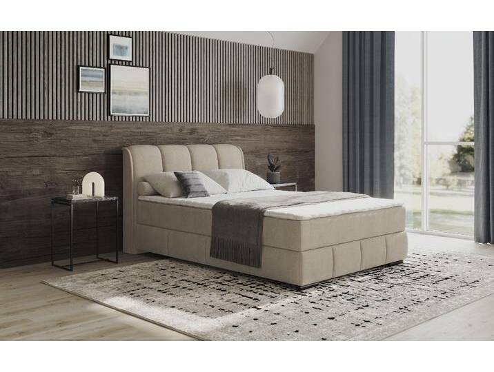 Boxbett MR. COUCH Bethany mit Bettkasten, inkl. Matratze , beige (savona 02 beige), B:156cm L:223cm, Komplettbetten, Topper und Zierkissen, in verschiedenen Härtegraden verfügbar von BAUR