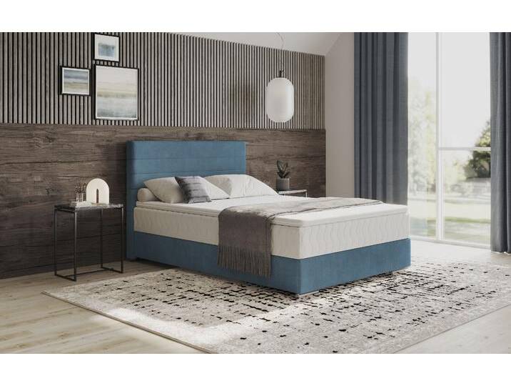 Boxbett MR. COUCH Stratus 2 , blau (velvet 11 ocean), B:147cm L:211cm, 100% Polyester, Komplettbetten, Boxspringbett, inkl. Bettkasten und Matratze von BAUR