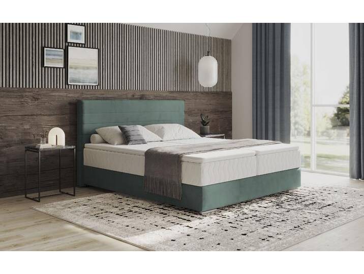 Boxbett MR. COUCH Stratus 2 , blau (velvet 87 petrol), B:187cm L:211cm, 100% Polyester, Komplettbetten, Boxspringbett, inkl. Bettkasten und Matratze von BAUR