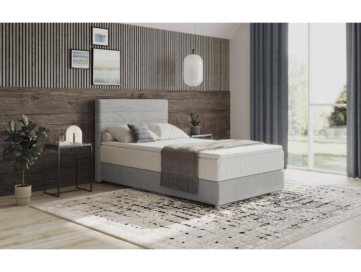 Boxbett MR. COUCH Stratus 2 , grau (stripes 8637 warm grau), B:127cm L:211cm, 92% Polyester / 8% Nylon, Komplettbetten, Boxspringbett, inkl. Bettkasten und Matratze von BAUR