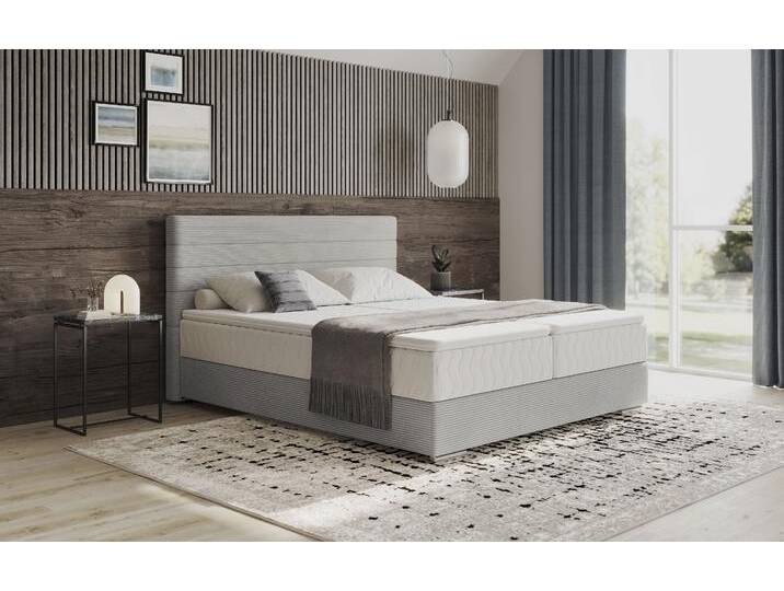 Boxbett MR. COUCH Stratus 2 , grau (stripes 8637 warm grau), B:187cm L:211cm, 92% Polyester / 8% Nylon, Komplettbetten, Boxspringbett, inkl. Bettkasten und Matratze von BAUR