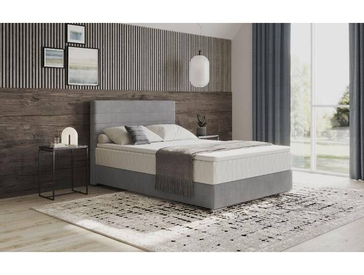 Boxbett MR. COUCH Stratus 2 , grau (velvet 17 elephant), B:147cm L:211cm, 100% Polyester, Komplettbetten, Boxspringbett, inkl. Bettkasten und Matratze von BAUR