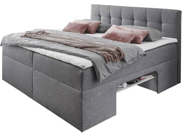 Boxbett PLACES OF STYLE, grau (hellgrau), B:142cm L:210cm, Komplettbetten, Nische im Bettkasten für zusätzlichen Stauraum von BAUR