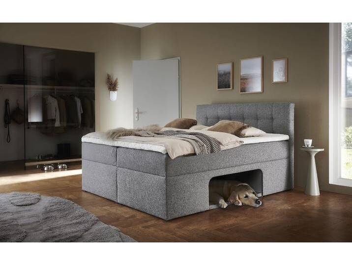 Boxbett PLACES OF STYLE Carolin , grau (hellgrau), B:162cm L:210cm, Komplettbetten, mit Nische inkl. gepolsterter Unterlage für Haustiere von BAUR