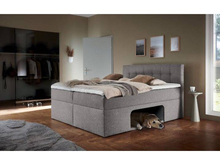 Boxbett PLACES OF STYLE Carolin , grau (taupe), B:182cm L:210cm, Komplettbetten, mit Nische inkl. gepolsterter Unterlage für Haustiere von BAUR