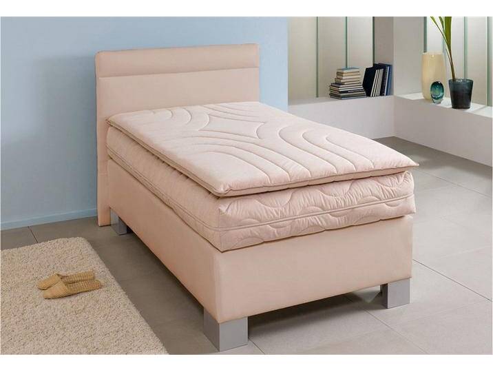 Boxspringbett, beige, Liegefläche B/L: 180cm x 200cm, kein Härtegrad, Taschen-Federkernmatratze, Bezug der Obermatratze: 100% Polyester, Polyesterwatte aus 100% Polyester und Vlies aus 100% Polyester., WESTFALIA SCHLAFKOMFORT, Komplettbetten, Boxspringbett von BAUR