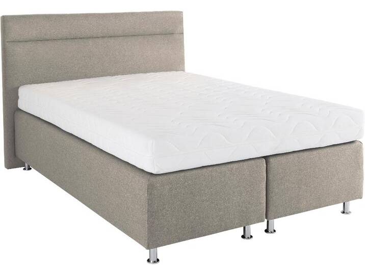 Boxspringbett 4, beige (struktustoff dunkelbeige), ohne LED-Beleuchtung, Liegefläche B/L: 140cm x 200cm, H3, Bonnell-Federkernmatratze, Bezug Unterbox und Kopfteil: Strukturstoff (77% Polyester und 23% Viskose);Bezug Obermatratze 100% Polyester, waschbar bis 60C, Komplettbetten, Boxspringbett, wahlweise mit LED-Beleuchtung von BAUR