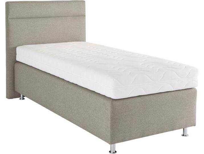 Boxspringbett, beige (struktustoff dunkelbeige), ohne LED-Beleuchtung, Liegefläche B/L: 90cm x 200cm, H3, 5-Zonen-Tonnentaschen-Federkernmatratze, Bezug Unterbox und Kopfteil: Strukturstoff (77% Polyester und 23% Viskose);Bezug Obermatratze 100% Polyester, waschbar bis 60C, WESTFALIA SCHLAFKOMFORT, Komplettbetten, Boxspringbett, wahlweise mit LED-Beleuchtung von BAUR