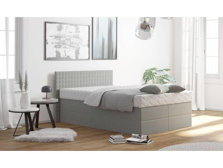 Boxspringbett, grau, B:155cm L:210cm, Bezug: 100% Polyester, Polsterwatte: 100% Polyester, WESTFALIA SCHLAFKOMFORT, Komplettbetten, Boxspringbett, mit Zierkissen, wahlweise mit Topper Boxspringbett, grau, B:155cm L:210cm, Bezug: 100% Polyester, Polsterwatte: 100% Polyester, WESTFALIA SCHLAFKOMFORT, Komplettbetten, Boxspringbett, mit Zierkissen, wahlweise mit Topper von BAUR
