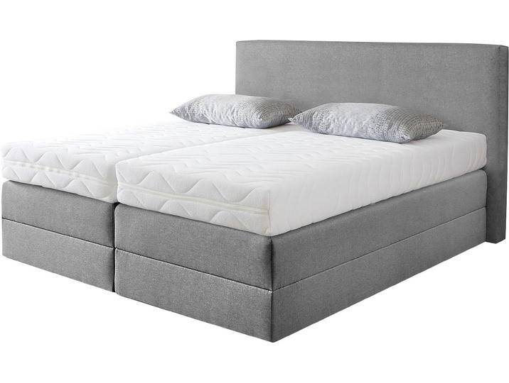 Boxspringbett, grau, B:175cm L:205cm, Strukturstoff (77% Polyester und 23% Viskose), WESTFALIA SCHLAFKOMFORT, Komplettbetten, Boxspringbett, wahlweise mit Kaltschaum-Topper, Topseller von BAUR