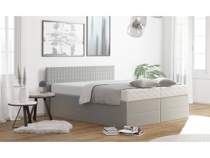 Boxspringbett, grau, B:175cm L:210cm, Bezug: 100% Polyester, Polsterwatte: 100% Polyester, WESTFALIA SCHLAFKOMFORT, Komplettbetten, Boxspringbett, mit Zierkissen, wahlweise mit Topper von BAUR