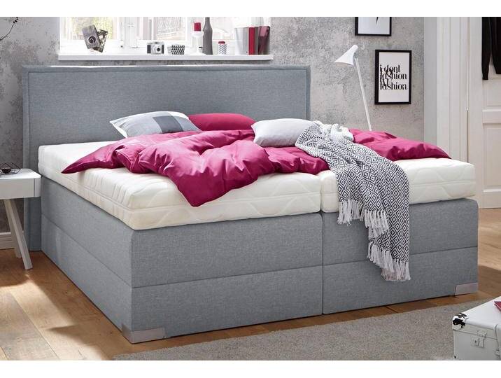 Boxspringbett, grau, Liegefläche B/L: 90cm x 200cm, H2, Bonnell-Federkernmatratze, Bettrahmen und seitliche Einfassung Unterbox und Obermatratze: Fein-Strukturstoff (77% Polyester, 23% Viskose).;Spiegelfläche der Matratzen: 100% Polyester, WESTFALIA SCHLAFKOMFORT, Komplettbetten, Boxspringbett von BAUR
