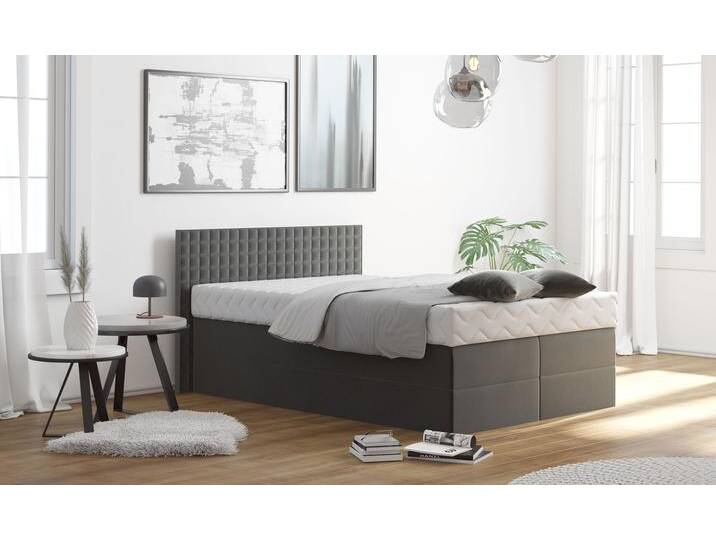 Boxspringbett, grau (anthrazit), B:155cm L:210cm, Bezug: 100% Polyester, Polsterwatte: 100% Polyester, WESTFALIA SCHLAFKOMFORT, Komplettbetten, Boxspringbett, mit Zierkissen, wahlweise mit Topper von BAUR