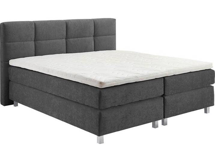 Boxspringbett, grau (anthrazit), B:175cm L:210cm, Bezug: 100% Polyester, Polsterung: 100% Polyester, WESTFALIA SCHLAFKOMFORT, Komplettbetten, Boxspringbett, wahlweise mit Kaltschaum-Topper von BAUR