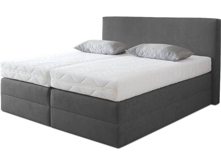 Boxspringbett, grau (anthrazit), B:215cm L:205cm, Microvelours (100% Polyester), WESTFALIA SCHLAFKOMFORT, Komplettbetten, Boxspringbett, wahlweise mit Kaltschaum-Topper, Topseller von BAUR
