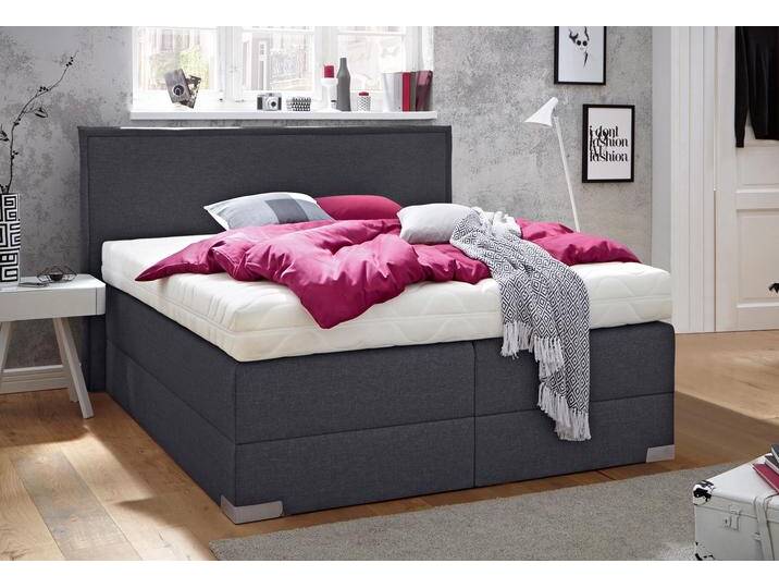 Boxspringbett, grau (anthrazit), Liegefläche B/L: 140cm x 200cm, H3, 7-Zonen-Kaltschaummatratze, Bettrahmen und seitliche Einfassung Unterbox und Obermatratze: Fein-Strukturstoff (77% Polyester, 23% Viskose).;Spiegelfläche der Matratzen: 100% Polyester, WESTFALIA SCHLAFKOMFORT, Komplettbetten, Boxspringbett von BAUR