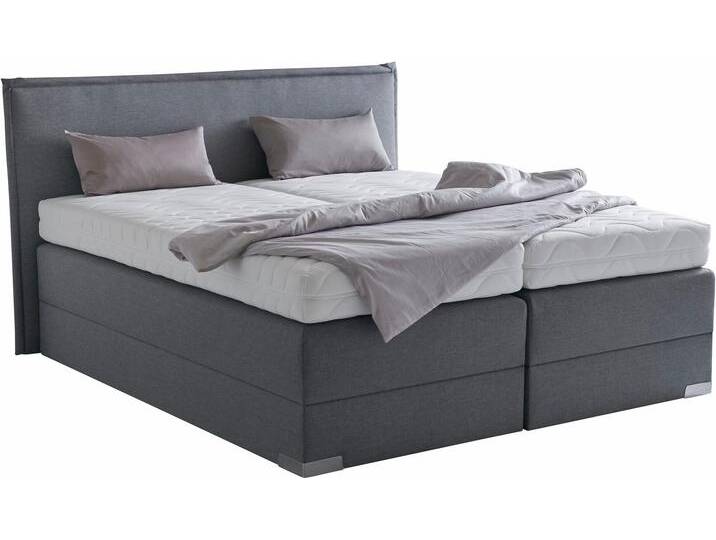 Boxspringbett, grau (anthrazit), Liegefläche B/L: 180cm x 200cm, H3, Bonnell-Federkernmatratze, Bettrahmen und seitliche Einfassung Unterbox und Obermatratze: Fein-Strukturstoff (77% Polyester, 23% Viskose)., Spiegelfläche der Matratzen: 100% Polyester, WESTFALIA SCHLAFKOMFORT, Komplettbetten, Boxspringbett von BAUR