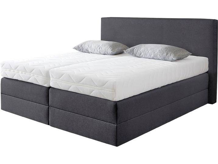 Boxspringbett, grau (charcoal), B:175cm L:205cm, Strukturstoff (77% Polyester und 23% Viskose), WESTFALIA SCHLAFKOMFORT, Komplettbetten, Boxspringbett, wahlweise mit Kaltschaum-Topper, Topseller von BAUR