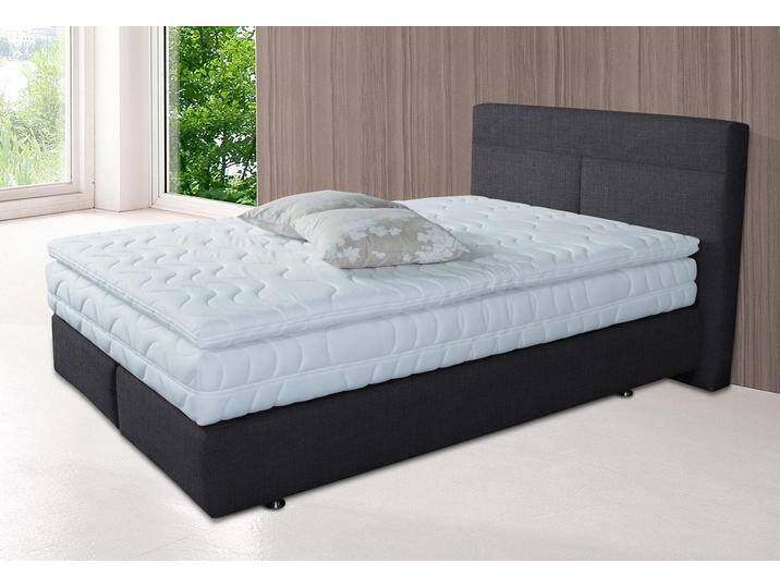 Boxspringbett, Kaltschaum-Topper, Dunkelgrau, 155×212 cm, 5-Zonen-Tonnentaschen-Federkernmatratze von BAUR
