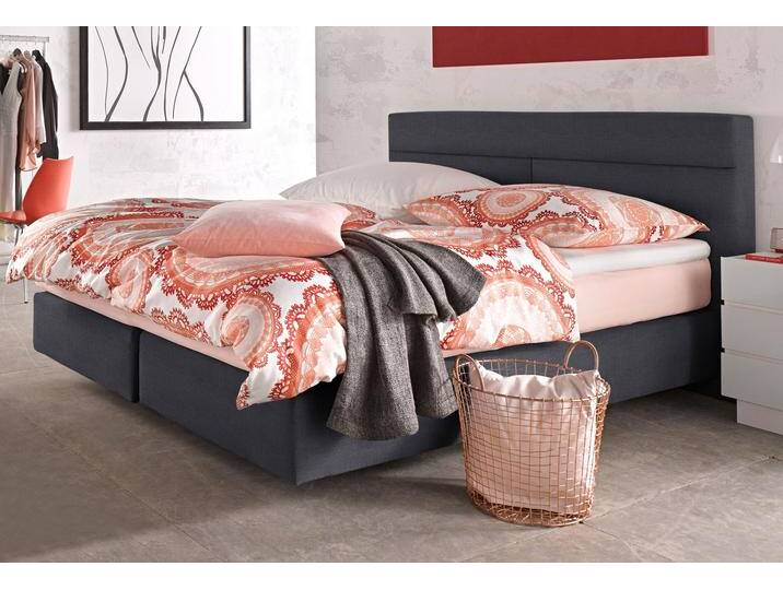 Boxspringbett, Kaltschaum, Dunkelgrau, 195×212 cm, Bonnell-Federkernmatratze, Mit Topper, Westfalia Schlafkomfort von BAUR