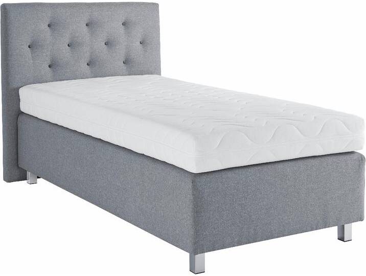 Boxspringbett, grau (hellgrau), B:154cm L:210cm, Bezug Unterbox und Kopfteil: Strukturstoff (77% Polyester und 23% Viskose), Bezug Obermatratze 100% Polyester, WESTFALIA SCHLAFKOMFORT, Komplettbetten, Boxspringbett, in diversen Ausführungen von BAUR