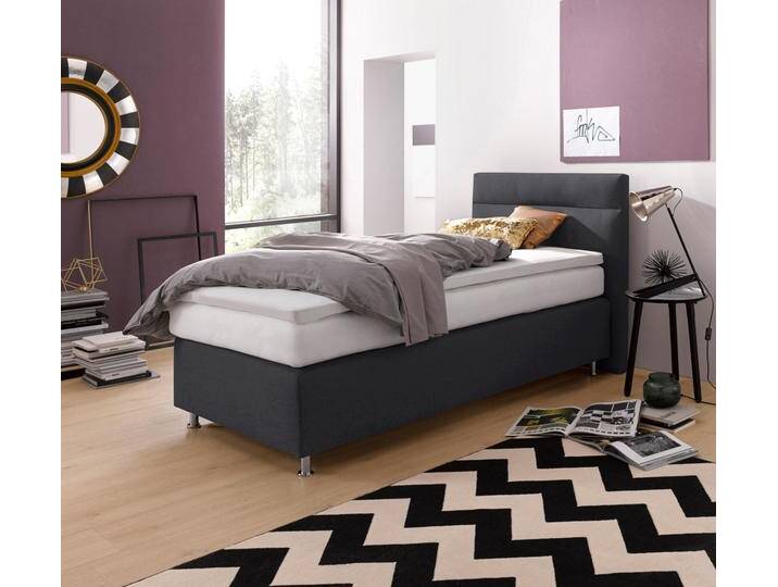 Boxspringbett, grau (strukturstoff anthrazit), ohne LED-Beleuchtung, Liegefläche B/L: 100cm x 200cm, H2 + H2, Bonnell-Federkernmatratze, Bezug Unterbox und Kopfteil: Strukturstoff (77% Polyester und 23% Viskose);Bezug Obermatratze 100% Polyester, waschbar bis 60C, WESTFALIA SCHLAFKOMFORT, Komplettbetten, Boxspringbett, wahlweise mit LED-Beleuchtung von BAUR