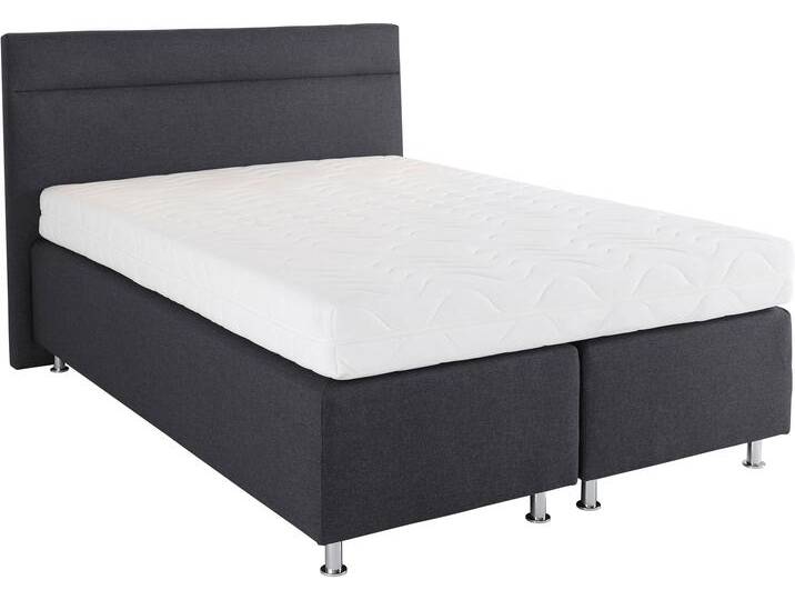 Boxspringbett, grau (strukturstoff anthrazit), ohne LED-Beleuchtung, Liegefläche B/L: 140cm x 200cm, H3, 7-Zonen-Kaltschaummatratze, Bezug Unterbox und Kopfteil: Strukturstoff (77% Polyester und 23% Viskose), Bezug Obermatratze 100% Polyester, waschbar bis 60u00b0C, WESTFALIA SCHLAFKOMFORT, Komplettbetten, Boxspringbett, wahlweise mit LED-Beleuchtung von BAUR