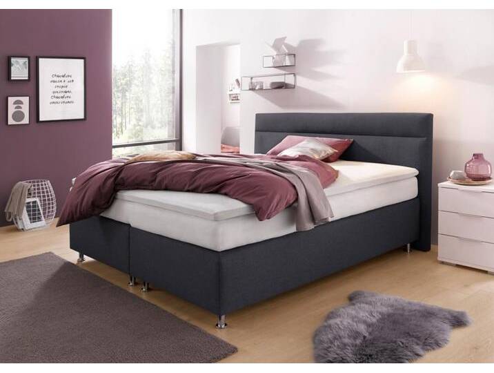 Boxspringbett, grau (strukturstoff anthrazit), ohne LED-Beleuchtung, Liegefläche B/L: 180cm x 200cm, H2 + H2, 7-Zonen-Kaltschaummatratze, Bezug Unterbox und Kopfteil: Strukturstoff (77% Polyester und 23% Viskose);Bezug Obermatratze 100% Polyester, waschbar bis 60C, WESTFALIA SCHLAFKOMFORT, Komplettbetten, Boxspringbett, wahlweise mit LED-Beleuchtung von BAUR