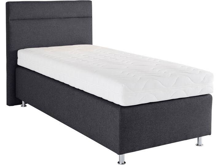 Boxspringbett, grau (strukturstoff anthrazit), ohne LED-Beleuchtung, Liegefläche B/L: 90cm x 200cm, H2, 7-Zonen-Kaltschaummatratze, Bezug Unterbox und Kopfteil: Strukturstoff (77% Polyester und 23% Viskose);Bezug Obermatratze 100% Polyester, waschbar bis 60C, WESTFALIA SCHLAFKOMFORT, Komplettbetten, Boxspringbett, wahlweise mit LED-Beleuchtung von BAUR