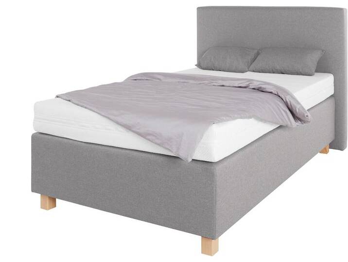 Boxspringbett, grau (strukturstoff grau), Liegefläche B/L: 120cm x 200cm, H3, 7-Zonen-Kaltschaummatratze, WESTFALIA SCHLAFKOMFORT, Komplettbetten, Boxspringbett, mit Zierkissen von BAUR