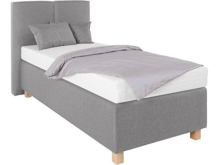 Boxspringbett, grau (strukturstoff grau), Liegefläche B/L: 90cm x 200cm, H3, 7-Zonen-Kaltschaummatratze, WESTFALIA SCHLAFKOMFORT, Komplettbetten, Boxspringbett, mit Zierkissen von BAUR