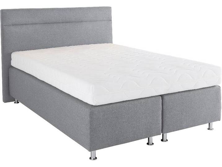 Boxspringbett BLACK, grau (strukturstoff grau), ohne LED-Beleuchtung, Liegefläche B/L: 140cm x 200cm, H3, 7-Zonen-Kaltschaummatratze, Bezug Unterbox und Kopfteil: Strukturstoff (77% Polyester und 23% Viskose);Bezug Obermatratze 100% Polyester, waschbar bis 60C, Komplettbetten, Boxspringbett, wahlweise mit LED-Beleuchtung von BAUR