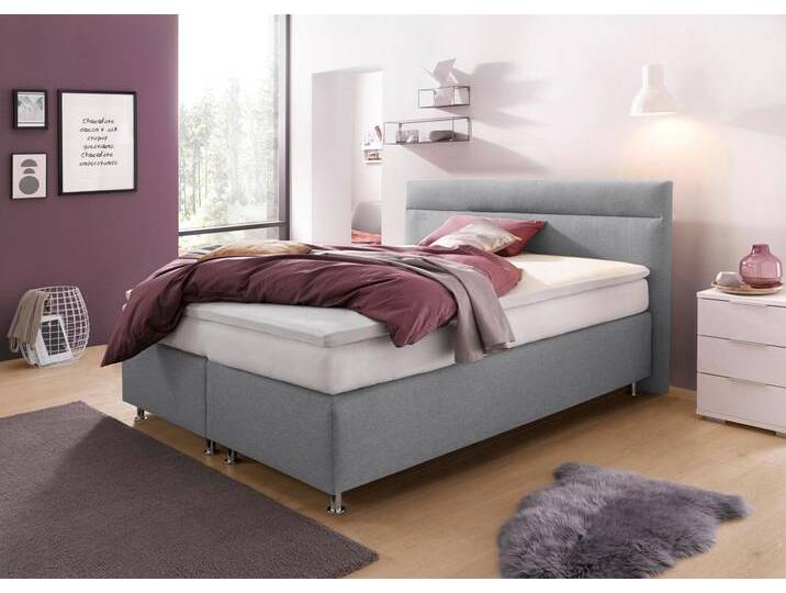 Boxspringbett, grau (strukturstoff grau), ohne LED-Beleuchtung, Liegefläche B/L: 160cm x 200cm, H2, Bonnell-Federkernmatratze, Bezug Unterbox und Kopfteil: Strukturstoff (77% Polyester und 23% Viskose), Bezug Obermatratze 100% Polyester, waschbar bis 60u00b0C, WESTFALIA SCHLAFKOMFORT, Komplettbetten, Boxspringbett, wahlweise mit LED-Beleuchtung von BAUR