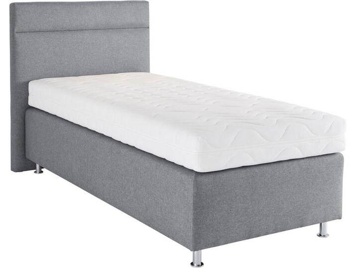 Boxspringbett, grau (strukturstoff grau), ohne LED-Beleuchtung, Liegefläche B/L: 90cm x 200cm, H2 + H2, 7-Zonen-Kaltschaummatratze, Bezug Unterbox und Kopfteil: Strukturstoff (77% Polyester und 23% Viskose);Bezug Obermatratze 100% Polyester, waschbar bis 60C, WESTFALIA SCHLAFKOMFORT, Komplettbetten, Boxspringbett, wahlweise mit LED-Beleuchtung von BAUR