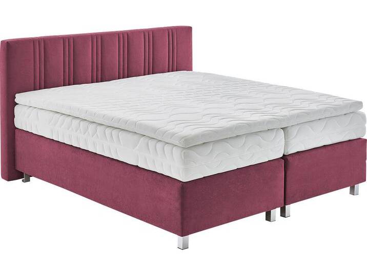 Boxspringbett, rot (bordeaux, rot), B:195cm L:210cm, Bezug: 100% Polyester, Polsterung: 100% Polyester, WESTFALIA SCHLAFKOMFORT, Komplettbetten, Boxspringbett, wahlweise mit Bettkasten und Topper von BAUR