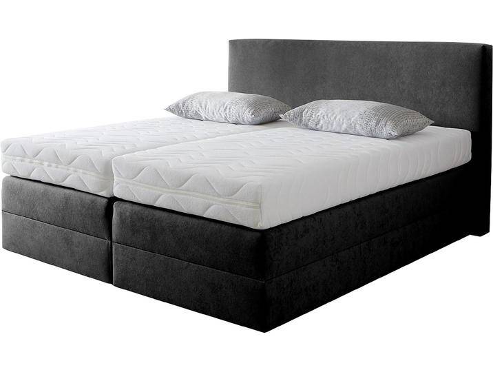 Boxspringbett, schwarz, B:175cm L:205cm, Microvelours (100% Polyester), WESTFALIA SCHLAFKOMFORT, Komplettbetten, Boxspringbett, wahlweise mit Kaltschaum-Topper, Topseller von BAUR