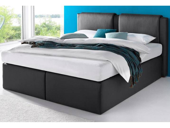Boxspringbett, schwarz, Liegefläche B/L: 180cm x 200cm, H2, 7-Zonen-Kaltschaummatratze, Bonnell- Federkernmatratze: Bezug obere Matratze: 80% Baumwolle, 20% Polyester, 7-Zonen-Kaltschaummatratze: Bezug obere Matratze: 80% Baumwolle, 20% Polyester, 5-Zonen-Tonnen-Taschenfederkernmatratze: Bezug obere Matratze: 100% Polyester., WESTFALIA SCHLAFKOMFORT, Komplettbetten, Boxspringbett von BAUR