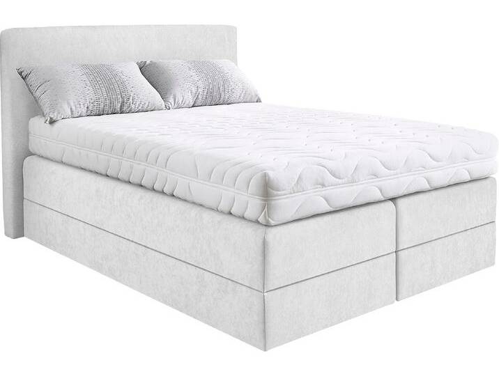 Boxspringbett, weiß, B:155cm L:205cm, Microvelours (100% Polyester), WESTFALIA SCHLAFKOMFORT, Komplettbetten, Boxspringbett, wahlweise mit Kaltschaum-Topper, Topseller von BAUR