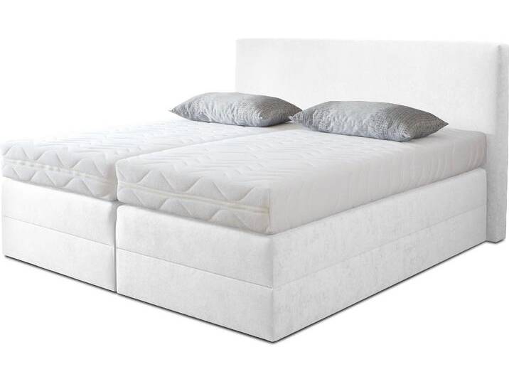 Boxspringbett, weiß, B:175cm L:205cm, Microvelours (100% Polyester), WESTFALIA SCHLAFKOMFORT, Komplettbetten, Boxspringbett, wahlweise mit Kaltschaum-Topper, Topseller von BAUR