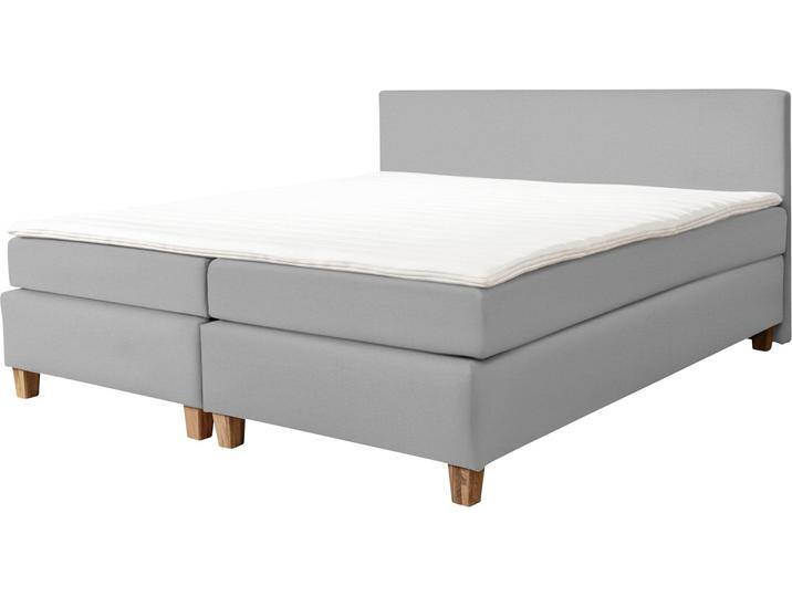 Boxspringbett ALINA, grau (grau dmo 59), B:161cm L:206cm, Samt DMO (100% Polyester), Komplettbetten, Boxspringbett, inklusive Matratze und Topper, in diversen Ausführungen von BAUR