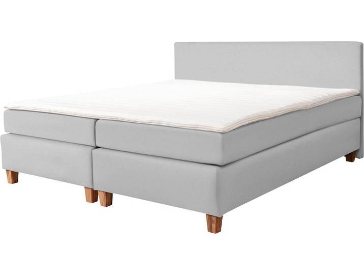 Boxspringbett ALINA, grau (silbergrau dmo 29), B:181cm L:206cm, Samt DMO (100% Polyester), Komplettbetten, Boxspringbett, inklusive Matratze und Topper, in diversen Ausführungen von BAUR